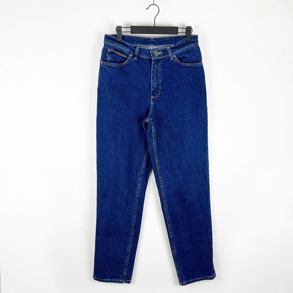 CHIC Women's Blue High Rise Medium Wash Denim Mom Straight Leg Jeans - Picture 1 of 14